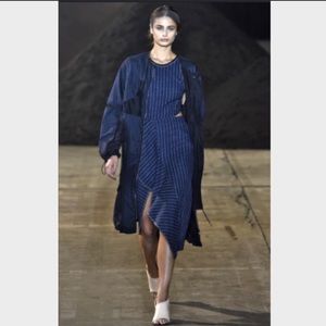 3.1 Philip Lim XS Jean Denim Striped Ruffle Dress